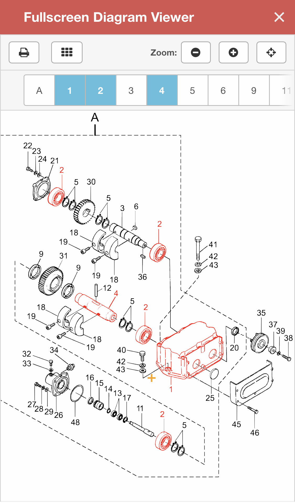 Mobile-friendly access to parts lists and diagrams